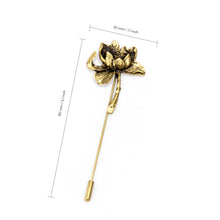 Load image into Gallery viewer, UJOY Gold Vintage Rose Brooch Flower Lapel Pins Boutonniere for Men Women Suit Wedding Party