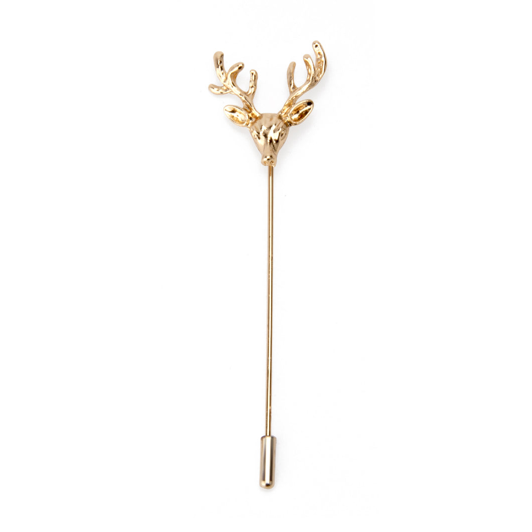 UJOY Gold Elegant Deer Head Brooch Gold Silver Plated Long Pins with Cute Animal Antlers Brooch Jewelry for Women Men
