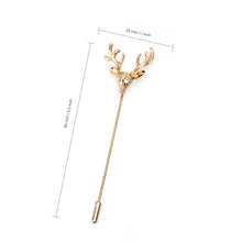 Load image into Gallery viewer, UJOY Gold Elegant Deer Head Brooch Gold Silver Plated Long Pins with Cute Animal Antlers Brooch Jewelry for Women Men