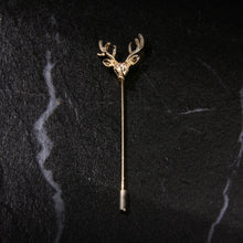 Load image into Gallery viewer, UJOY Gold Elegant Deer Head Brooch Gold Silver Plated Long Pins with Cute Animal Antlers Brooch Jewelry for Women Men