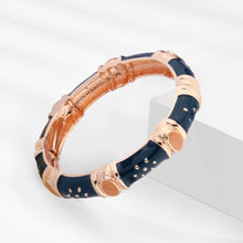 Load image into Gallery viewer, UJOY Cloisonne Bangle Rose gold and Deep Blue bracelet Shinny diamonds Gifts fro Women Girls