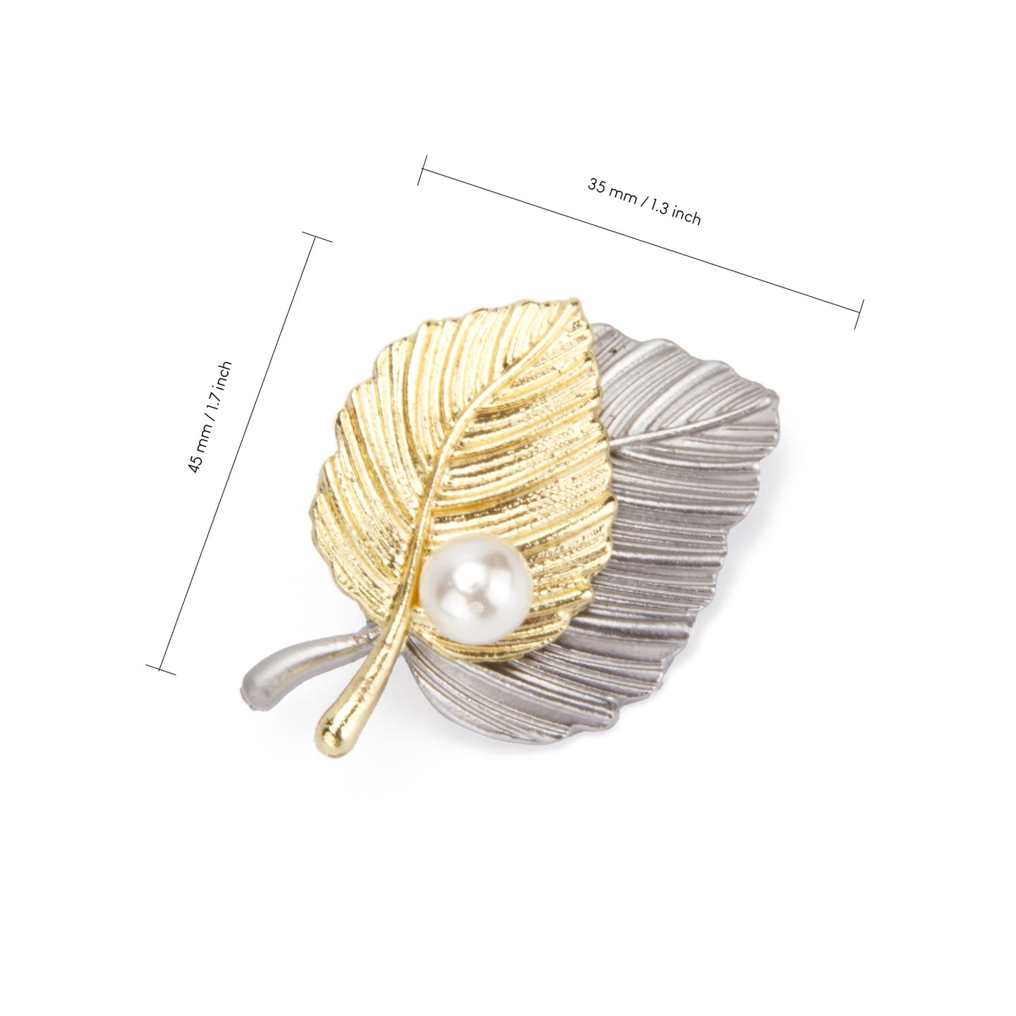 UJOY Two-tone Leaf Pearl Brooch  Leaf Lapel Pin  Accessories for Men Women Jewelry Accessory Gifts Decoration