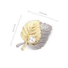 Load image into Gallery viewer, UJOY Two-tone Leaf Pearl Brooch  Leaf Lapel Pin  Accessories for Men Women Jewelry Accessory Gifts Decoration