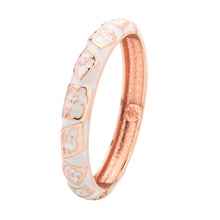 Load image into Gallery viewer, UJOY Cloisonne Bangle Mint Green Pure White Enamel Floral Rose Gold Bangle Gifts for Women Girls 324105