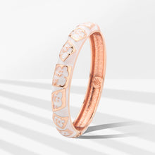 Load image into Gallery viewer, UJOY Cloisonne Bangle Mint Green Pure White Enamel Floral Rose Gold Bangle Gifts for Women Girls 324105