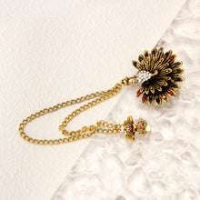 Load image into Gallery viewer, UJOY Gold Gemstone Flower Brooch Lapel Pin Wedding Accessories Brooch Pin Jewelry Gift for Man and Women
