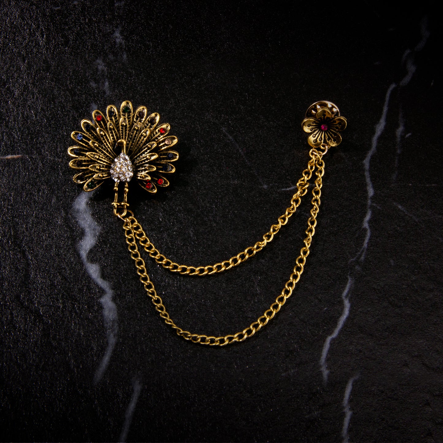 UJOY Gold Gemstone Flower Brooch Lapel Pin Wedding Accessories Brooch Pin Jewelry Gift for Man and Women