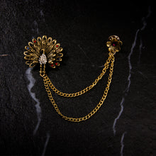 Load image into Gallery viewer, UJOY Gold Gemstone Flower Brooch Lapel Pin Wedding Accessories Brooch Pin Jewelry Gift for Man and Women