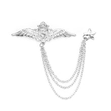 Load image into Gallery viewer, UJOY Silver Winged Crown Star Brooch