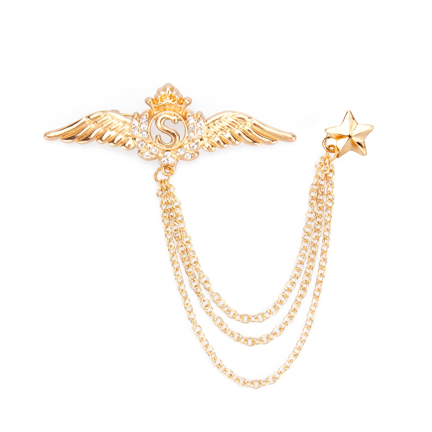 UJOY Silver Winged Crown Star Brooch
