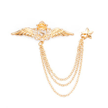 Load image into Gallery viewer, UJOY Silver Winged Crown Star Brooch