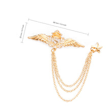 Load image into Gallery viewer, UJOY Silver Winged Crown Star Brooch