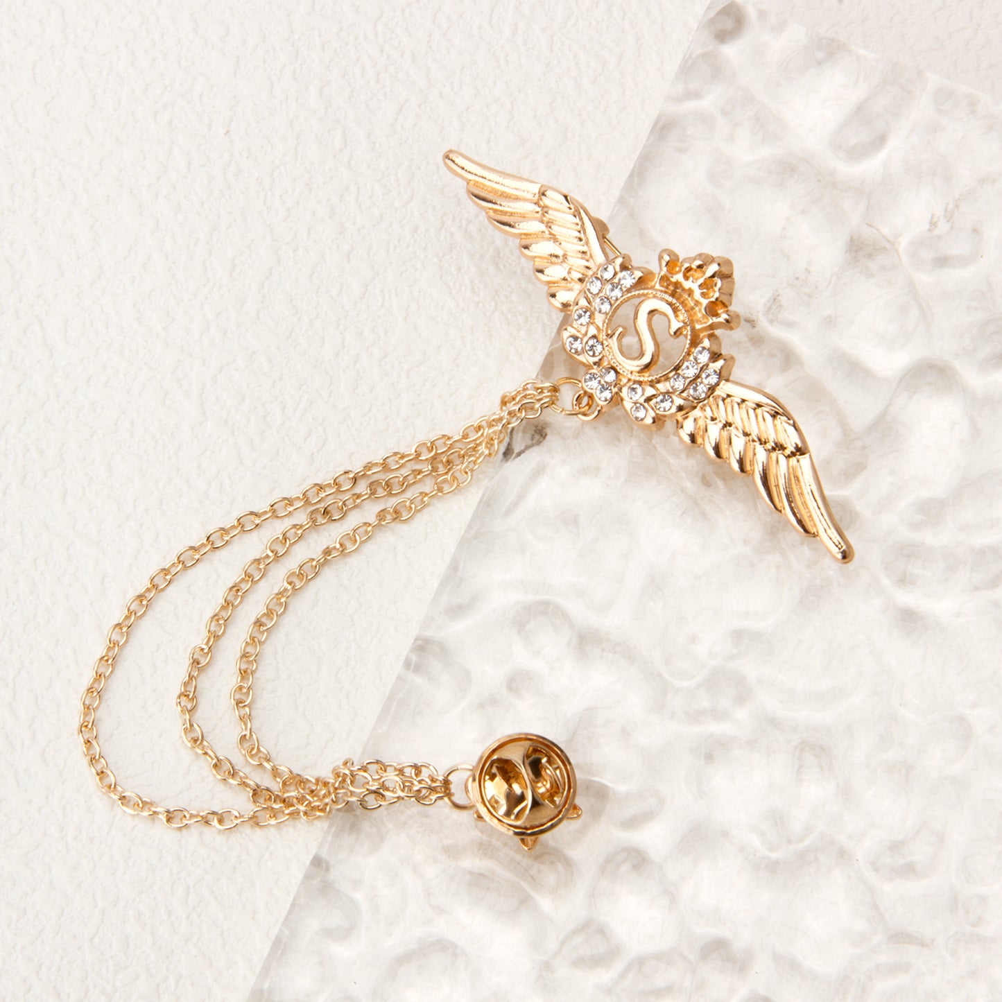 UJOY Silver Winged Crown Star Brooch