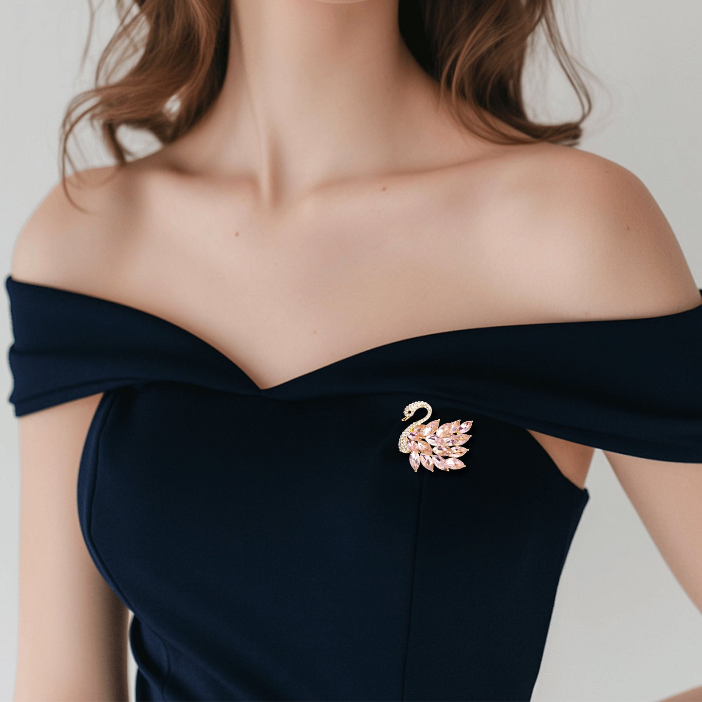 UJOY Pink Swan Brooch Elegant Luxury Brooch Accessories Jewelry Gifts for Women Girls