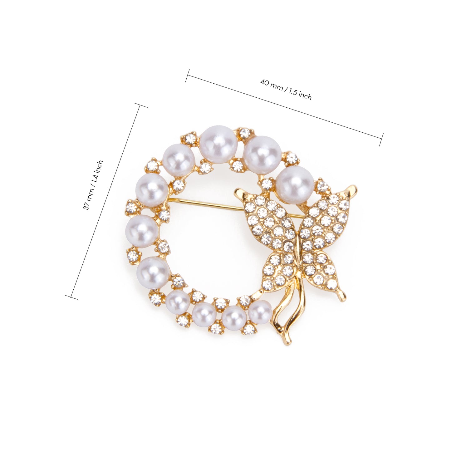 UJOY Gold Pearl Wreath Brooch Elegant Flower Brooch Pin for Women Men Wedding Party Gentleman's Essentials