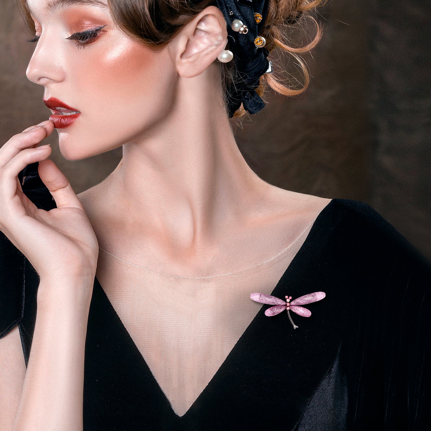 UJOY Pink Blue Dragonfly Wings Brooch Lapel Brooch Pin Set for Daily Decoration