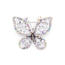 Load image into Gallery viewer, UJOY Silver Crystal Butterfly Brooch Lapel Brooch Pin Set for Daily Decoration