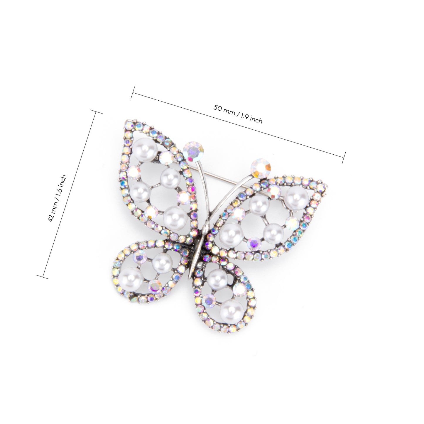 UJOY Silver Crystal Butterfly Brooch Lapel Brooch Pin Set for Daily Decoration