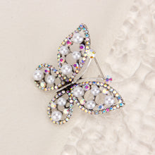 Load image into Gallery viewer, UJOY Silver Crystal Butterfly Brooch Lapel Brooch Pin Set for Daily Decoration