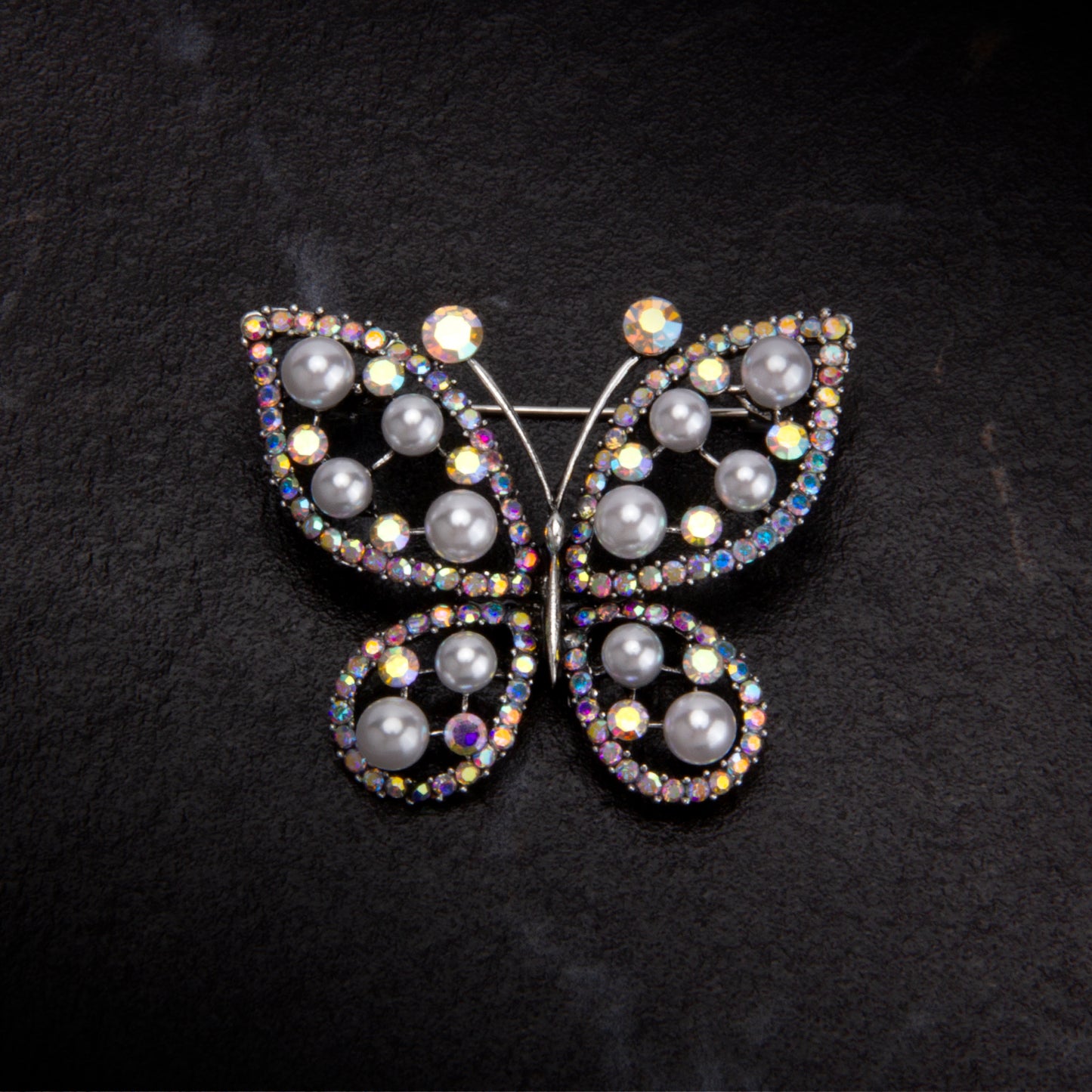 UJOY Silver Crystal Butterfly Brooch Lapel Brooch Pin Set for Daily Decoration