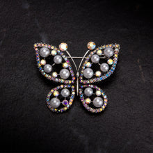 Load image into Gallery viewer, UJOY Silver Crystal Butterfly Brooch Lapel Brooch Pin Set for Daily Decoration
