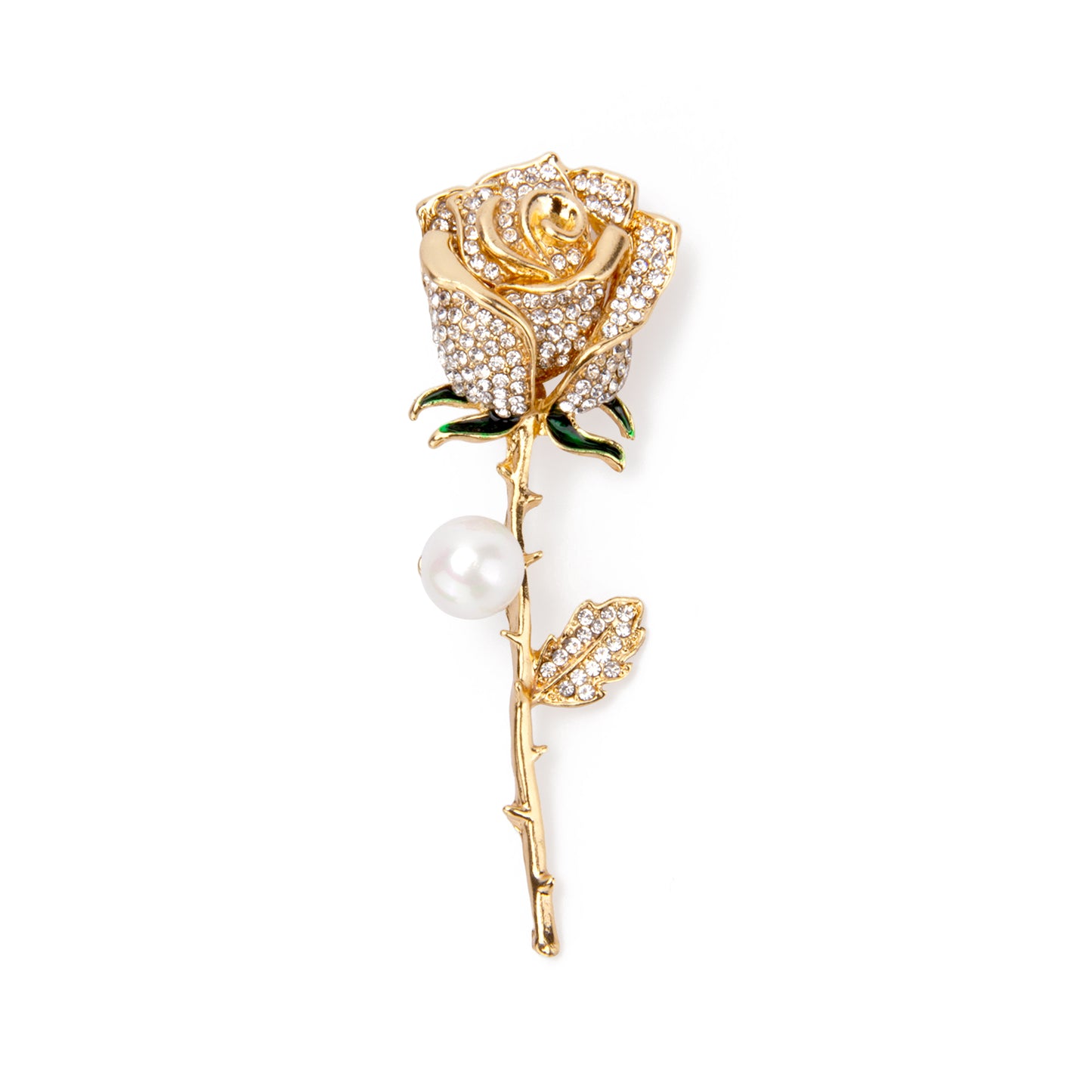 UJOY Gold Rose Pearl Brooch Elegant Rose Flower Brooch Pin for Women Men Lapel Pin Dress Suit Accessories Boutonniere Ideas
