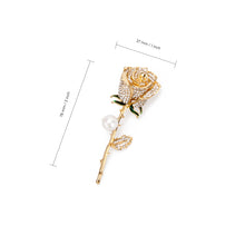 Load image into Gallery viewer, UJOY Gold Rose Pearl Brooch Elegant Rose Flower Brooch Pin for Women Men Lapel Pin Dress Suit Accessories Boutonniere Ideas