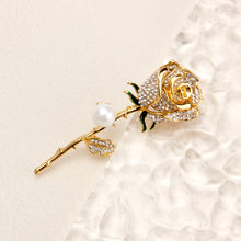 Load image into Gallery viewer, UJOY Gold Rose Pearl Brooch Elegant Rose Flower Brooch Pin for Women Men Lapel Pin Dress Suit Accessories Boutonniere Ideas