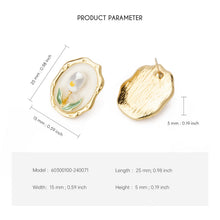 Cargar imagen en el visor de la galería, UJOY Vintage Lily of the Valley Enamel Stud Earrings | Gold Plated Zinc Alloy Jewelry