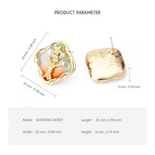 Cargar imagen en el visor de la galería, UJOY Vintage Nature-Inspired Enamel Tree Earrings | Gold Plated Zinc Alloy Jewelry
