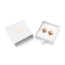 Cargar imagen en el visor de la galería, UJOY Square Starfish &amp; Fish Enamel Stud Earrings – Gold-Tone Zinc Alloy