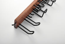 Load image into Gallery viewer, SARIHOSY Hairdryer and 2 Cups Holders Walnut Wood Zinc Alloy Black Hangers for Bathroom