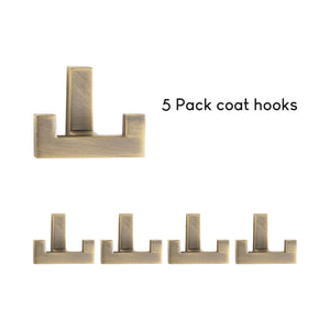 SARIHOSY Wall Hook Coat Hook 5 Pcs Black Matt Double Hooks for Entryway Kitchen Bathroom Heavy Duty Hook Bathroom Accessories
