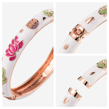 Load image into Gallery viewer, UJOY Bangles 7 Pcs Enamel Jewelry Set Rose Gold Flower Engraved Cloisonne Bracelets Pack in a Box 7 PCS