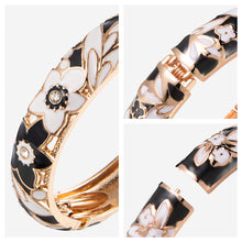 Cargar imagen en el visor de la galería, UJOY Different Colors Enamel Jewelry Set Golden Rose Flower Engraved 7 PCS Cloisonne Bracelets in a Box