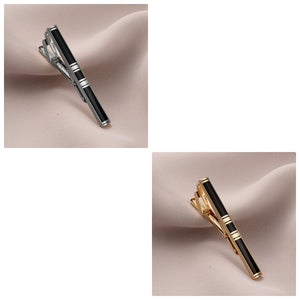 UJOY Tie Clips Set for Men Tie Bar Clip Black Silver-Tone Gold-Tone for Wedding Business with Gift Box