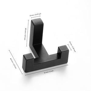SARIHOSY Wall Hook Coat Hook 5 Pcs Black Matt Double Hooks for Entryway Kitchen Bathroom Heavy Duty Hook Bathroom Accessories
