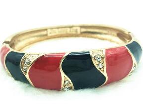 UJOY Enamel Bracelet Jewelry Golden Multi-Color Crystals Inlay Oval Wide Cuff Bangle for Women