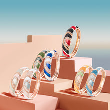 Cargar imagen en el visor de la galería, UJOY Different Striped Colors Enamel Jewelry Set Golden Engraved 12 PCS Cloisonne Bracelets in a Box