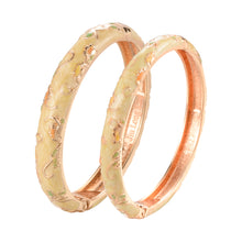 Cargar imagen en el visor de la galería, UJOY Vintage Set of Cloisonne Bracelets Cuff Golden Metal Bangles Indian Flower Red Enameled Jewelry