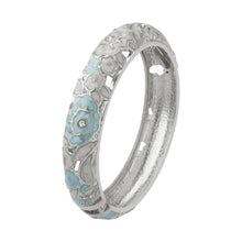 Cargar imagen en el visor de la galería, UJOY Colors Handcraft Jewelry Cloisonne Bracelet Enamel Flower Spring Hinged Womens Bangles