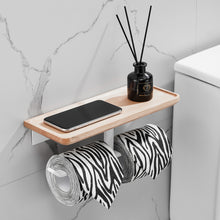 Load image into Gallery viewer, SARIHOSY White Double Wooden Paper Holder with Phone Shelf WC Paper Towel Storage Tissue Roll Rack for Kitchen Toilet Bathroom 116-2-C