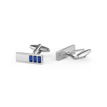 Load image into Gallery viewer, UJOY Silver Color with Blue stones Men&#39;s Jewelry Cufflinks for Tuxedo Shirts for Weddings, Business, Dinner