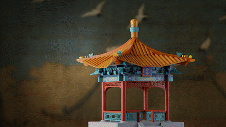 SARIHOSY Natural Wood Forbidden City Imperial Garden Ningxiang Pavilion Mortise and Tenon Buildings Block Mini Version for Adults and Teenagers