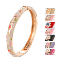 Load image into Gallery viewer, UJOY Different Colors Enamel Jewelry Set Golden Flower Engraved 10 PCS Cloisonne Bracelets in a Box