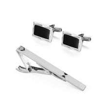 Load image into Gallery viewer, UJOY Cufflinks and Tie Pin Set Blanks Black Color Shirt Tuxedo Buttons Packed in Cufflink Box for Men
