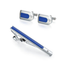 Cargar imagen en el visor de la galería, UJOY Cufflinks and Studs Set Blanks Blue Color Shirt Tuxedo Buttons Packed in Cufflink Box for Men