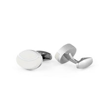 Load image into Gallery viewer, UJOY Classic Oval Blank Cufflinks White for Mens French Shirt Cuff Buttons High Polishing Silver Metal Cuff links
