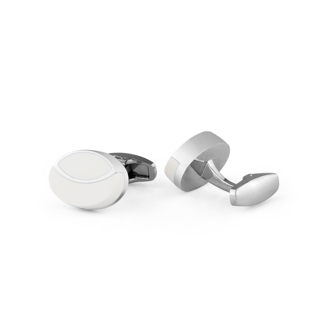 UJOY Classic Oval Blank Cufflinks White for Mens French Shirt Cuff Buttons High Polishing Silver Metal Cuff links