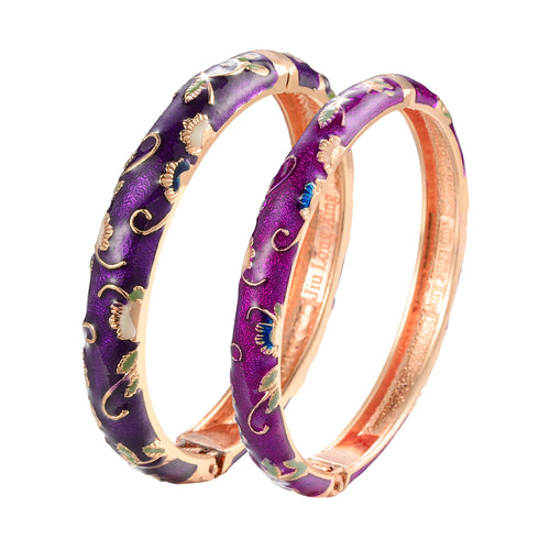 UJOY Designer Indian Style Cloisonne Bracelets, 2.4'' Openable Cuff Enameled Bangles Set Jewelry Gift for Women Packed in Box 55A111-55B31